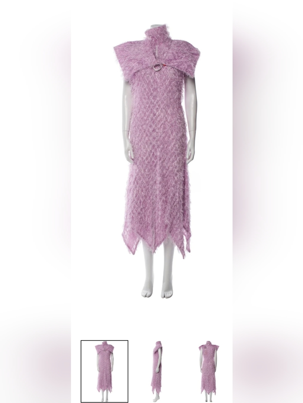Thebe Magugu Lavender Fuzzy Polyester Turtleneck Dress